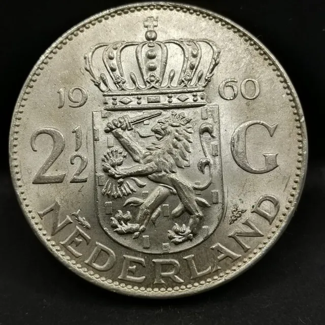 2 1/2 Gulden Argent 1960 Juliana Pays Bas / 2.5 Nederland Silver