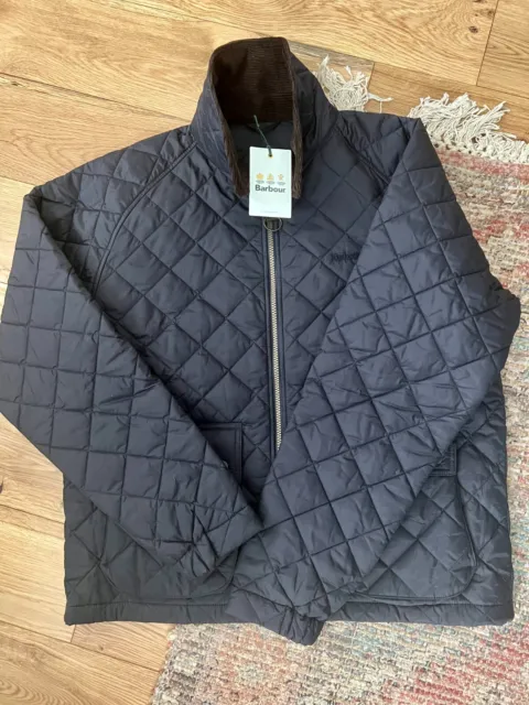 Barbour Dom Quilted Jacket Coat, NWT, Large, Navy Blue
