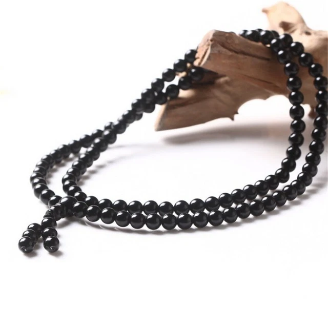 8 mm 108 agate noire pierre précieuse perles de Bouddha bracelet Mala perle poignet bénédiction 2