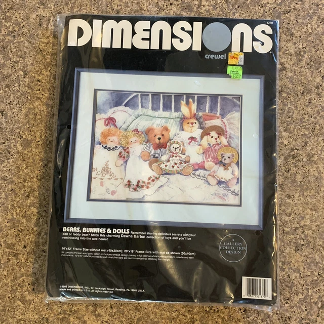 Kit Dimensions Bears Bunnies Muñecas Punto de Cruz Crewel Bordado #1370 Sellado