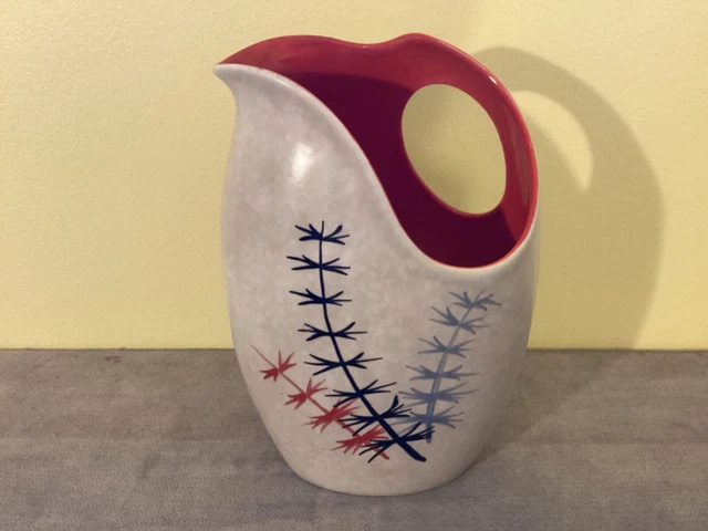 Vintage CROWN DEVON Keramik STILVOLLE ASYMMETRISCHE VASE stilisiertes Laub 1950er Jahre
