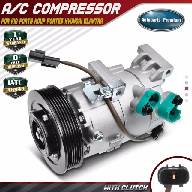 AC A/C Compressor w/ Clutch for Kia Forte Koup Forte5 14-16 Soul Hyundai Elantra