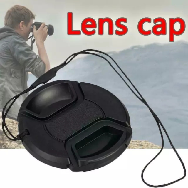 49mm Lens Cap center pinch snap on Front Cover string for Canon AU Nikon