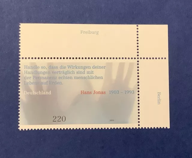 Briefmarken 2003 Bund 100.Geb. Hans Jonas Mi.Nr. 2338 EoR Postfrisch
