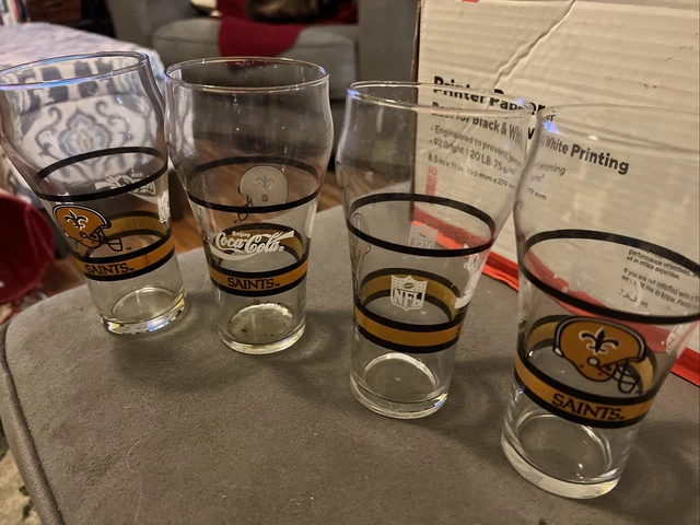 NFL New Orleans, Louisiana Saints Coca-Cola drinking glasses/set of 4 NFL New Orleans, Louisiana Saints Coca-Cola drinking glasses/set of 4