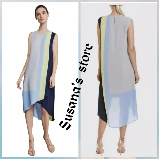 Nwt Bcbg Maxazria Adeleine Color Block Asmmetrical Midi Dresss Size M Msrp$248