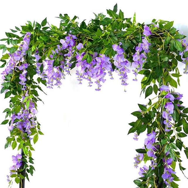 2pz Fiori Artificiali di Glicine Vite Fiori Finti in Plastica per