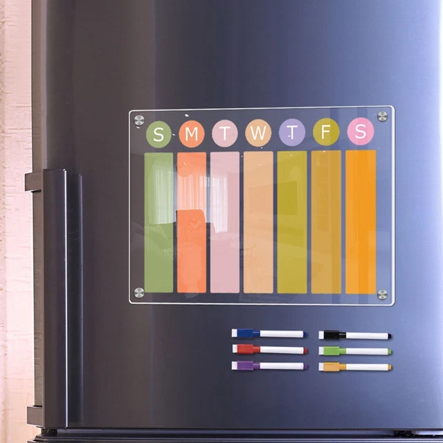Lavagna Magnetica Trasparente Per Frigo - Calendario Settimanale E Lista Della Spesa - Foto 3