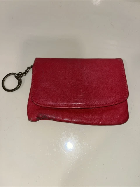 Vintage Pierre Cardin Red Sheepskin Ladies Coin Purse Keychain