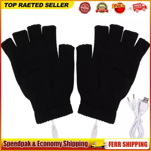 Women Men Electric Heating Gloves USB Thermal Gloves for Sports Skiing (Black)