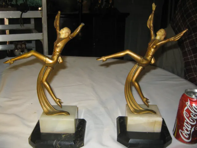 Antique Art Deco Jb Hirsch Dancing Lady Gerdago Mantel Statue Sculpture Bookends