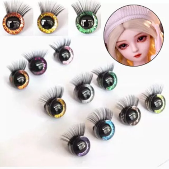 10 Colors Plastic Safety Eyes 18mm Eyes with Eyelash  Doll Accessories