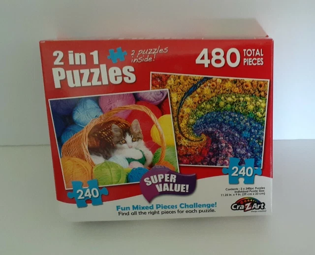 2 in 1/ 480 Pcs {240 Pieces Each} 11.25"x 9" CraZart_ Kitten New Jigsaw Puzzle