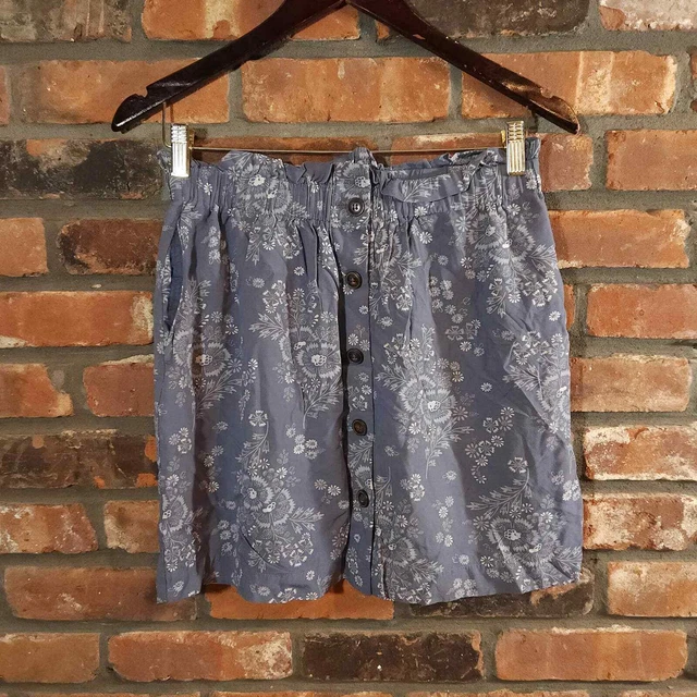 Madewell Blue Floral Paperbag Button-front Mini Skirt Feminine Spring Women's S