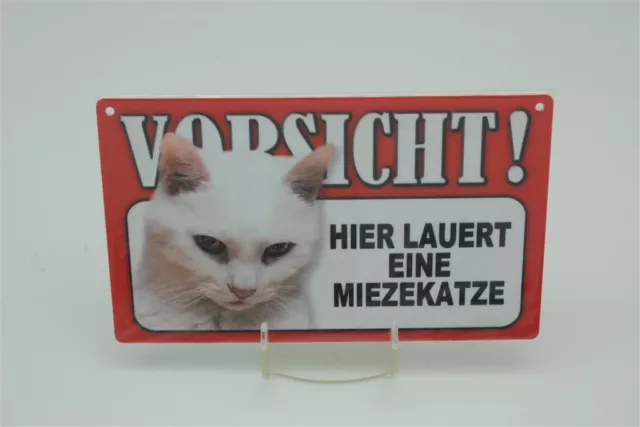 VORSICHT MIEZEKATZE - Tierwarnschild -  Warnschild 20x12 cm 47 KATZE MIETZE