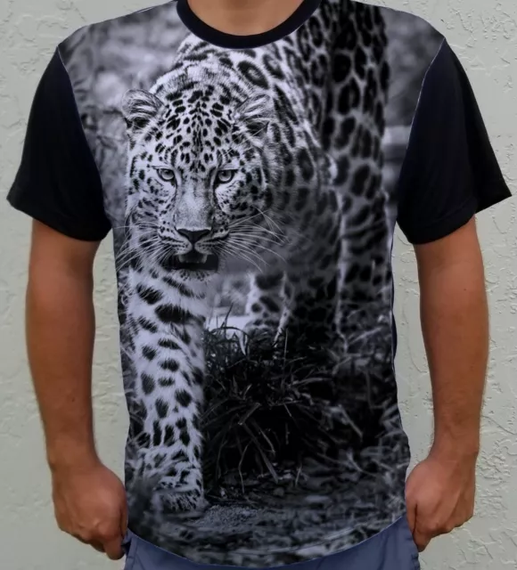 Hipster Animal Leopard Fur Print Front Men's Short Sleeve Basic Tee T-Shirt gift