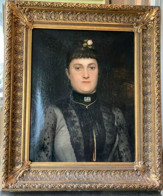 Nr.113  Portrait  Damen mit Rose   Porträt   um 1888