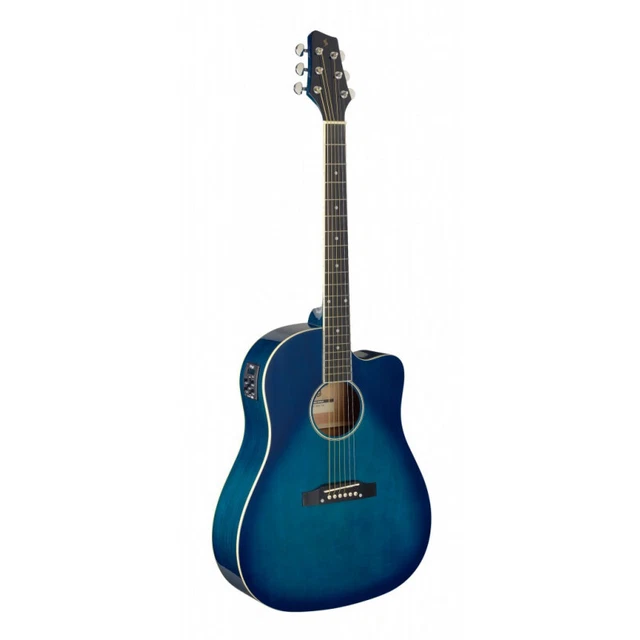Stagg SA35 DSCE-TB - Guitare dreadnought Slope Shoulder électro-acoustique, pan