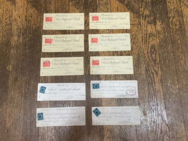 Vintage Lot of 10 1880's 1890's First National Bank of Plainfield Used Checks