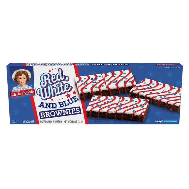 NEW LITTLE DEBBIE Cakes Red White & Blue Brownies, 3 Boxes, FREE
