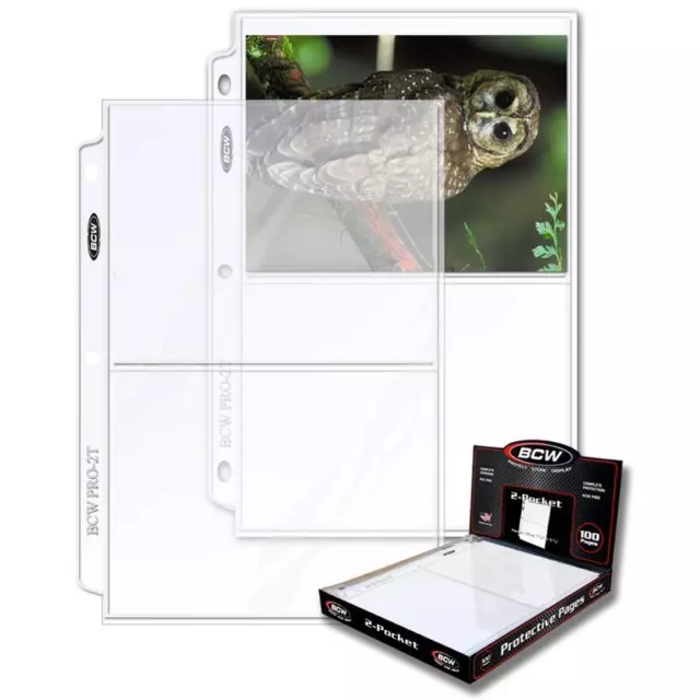 1 Box of 100 BCW 2 Pocket Pages 5 x 7 Photo Storage Sheet Holders