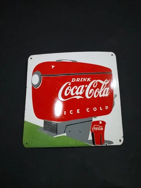 Porcelain Coca Cola Ice Cold Enamel Metal Sign Size 24" x 24" Inches