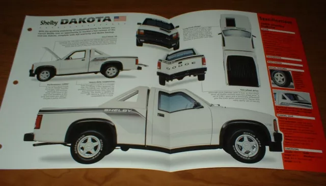 ★★1989 Dodge Shelby Dakota Spec Sheet Brochure Poster Print Photo 89 90 Truck★★