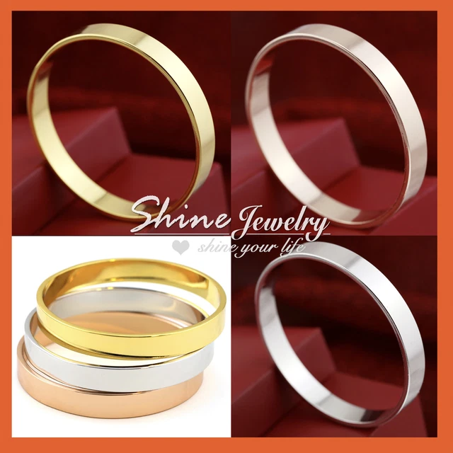 9K Plain Gold Filled Mens Womens Solid Golf Bangle Bracelet Eternity Round Band