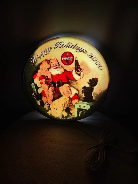 2000 COCA-COLA HAPPY HOLIDAYS CHRISTMAS LIGHTED Button SIGN LIMITED ED. 300 MADE