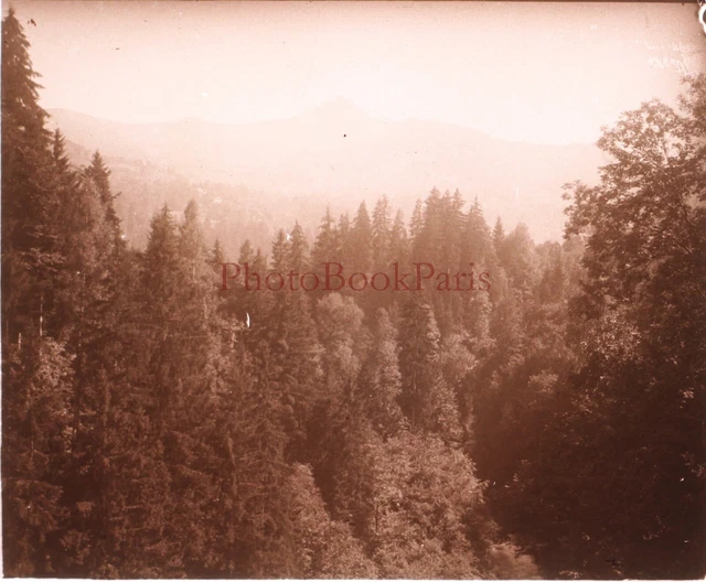 France ou Suisse Montagne c1900 Photo Plaque de verre Stereo Vintage P29L15n26