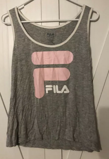 Fila Blouse Shirt Top Womens Size Small Sleepwear Racerback Tank Gray Pink