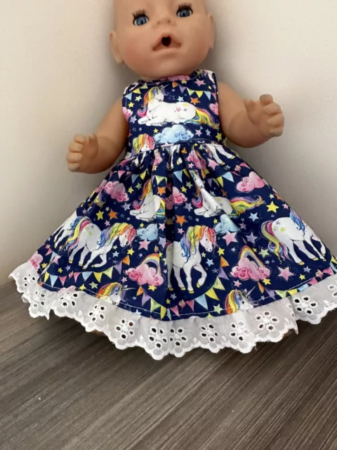 dolls clothes made to fit 43cm Baby Born Dolls (size Med). Sleeveless Dress