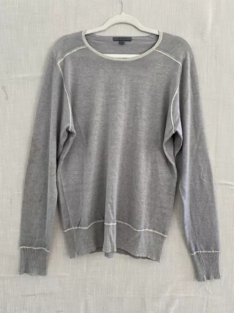 John Varvatos sweater XL 100% Cashmere Crewneck Lightweight gray