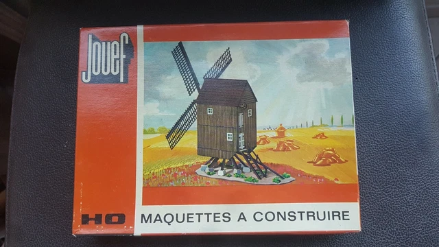 Jouef - Décor Modélisme Ferroviaire Ancien Avec Moulin Et église, à Restaurer