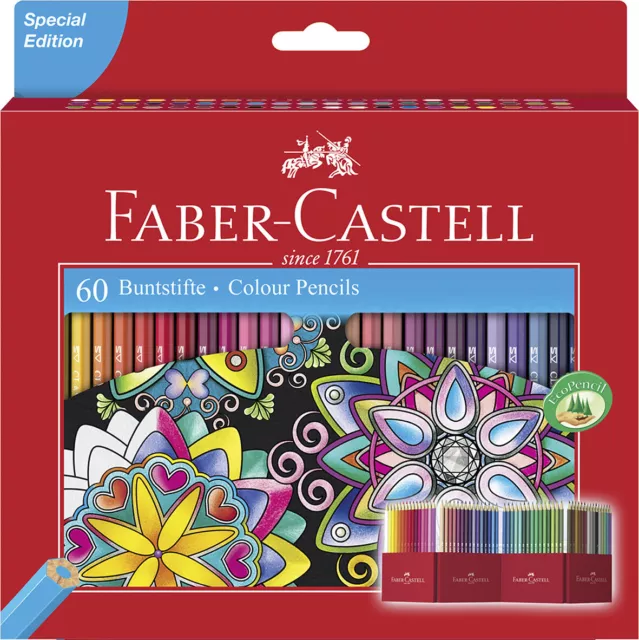 Faber-Castell Castle 111260 Buntstift 60er Kartonetui Colour Pencils 60 Set NEU