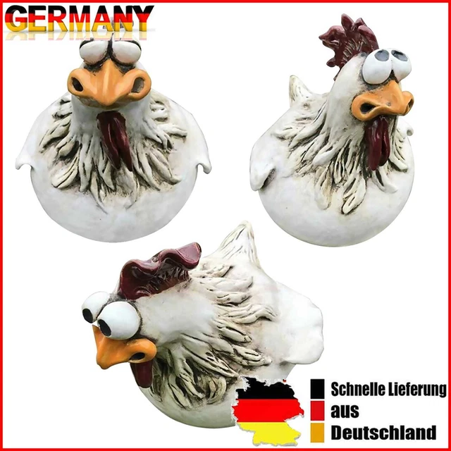 Chicken Fence Statues - Funny Big-Eyes Hen Sculpture Resin Craft Ornament Decor