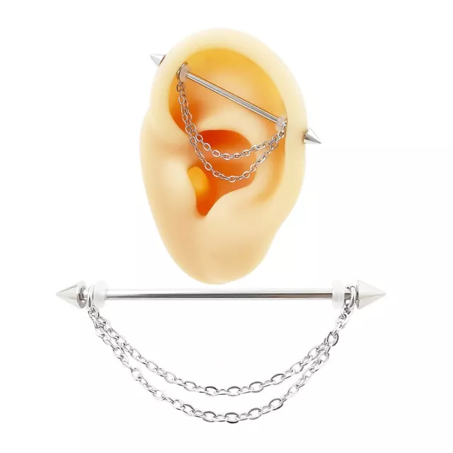 PTOP 14g Arrow Industrial Piercing Chain Cartilage Ear Barbell Jewelry 38mm