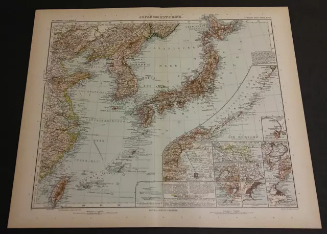 Original Antique Map-Japan-Part Of China-Korea-Taiwan-Insets Of "Tokio"-1913