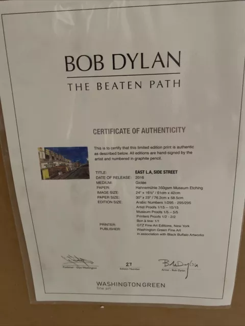 BOB DYLAN East LA Side Street 2016 Edition HAND SIGNED Framed 3