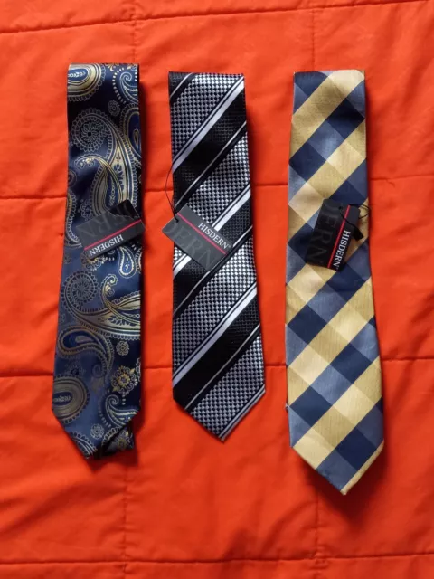 Hisdern 3 Ties Beautiful  Silk  Handmade NWT