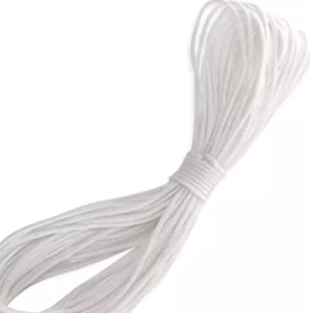 Picture Frame Hanging Cord 1.5mm, 6 Meters, White Low-Stretch Braided Polyester