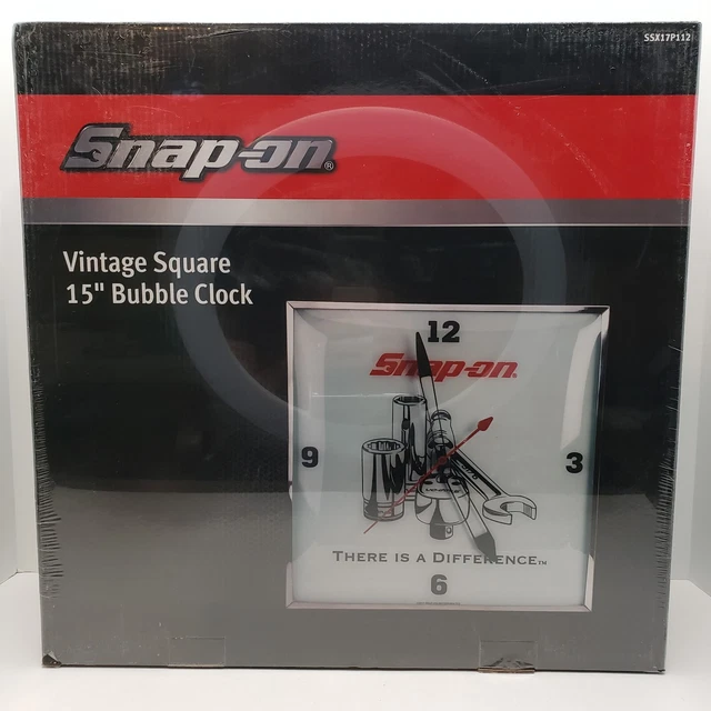 Snap on Tools 15" Vintage Square Bubble Clock New In Box Rare Mechanic SSX17P112