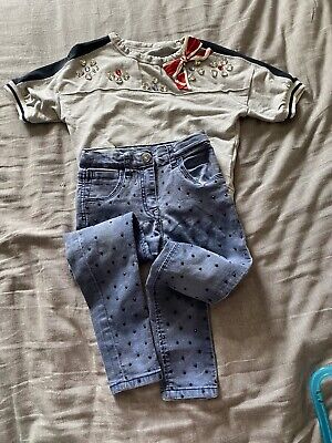 Girls monnalisa jeans and top set with rhinestones age 6