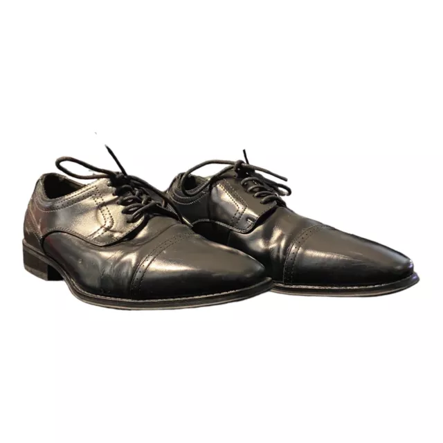 STACY ADAMS WALTHAM Dress Shoes Men's Size 8.5 Black Leather Cap Toe ...