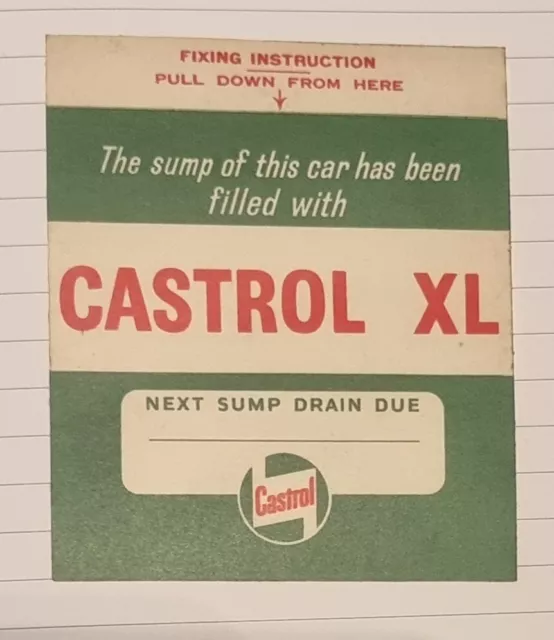 Castrol XL sump drain transfer sticker classic car hillman triumph Morris