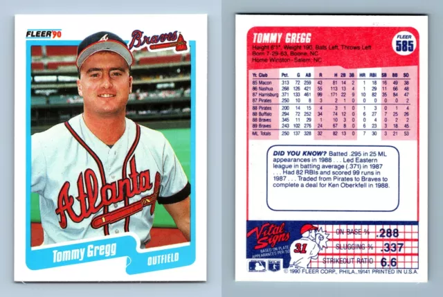 Tommy Gregg - Braves #585 Fleer 1990 Baseball Trading Card