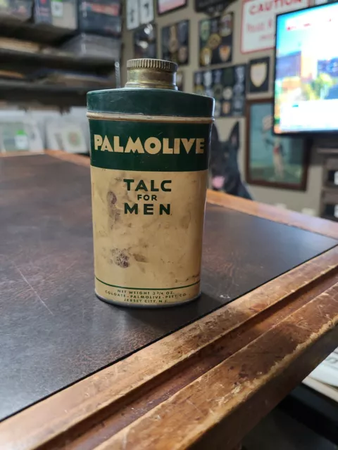 Vntg 1950s Palmolive Talc For Men Empty Tin