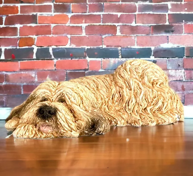 Vintage LIVING STONE Sleeping Sheep Dog Figurine Made in USA Sheepdog