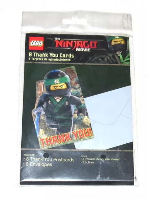 LEGO El ninjago Película - 8 Tarjetas de Agradecimiento - Nuevo En Paquete
