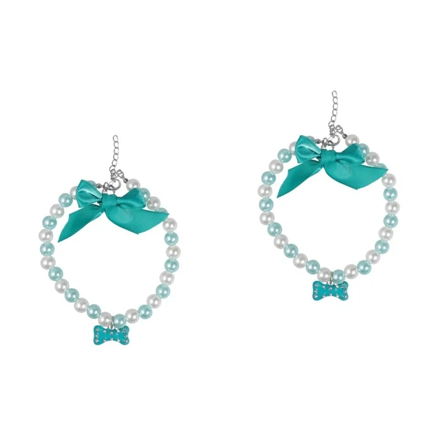 Set 2 Pet Collar Rhinestone Choker Necklace Diamond Pendant Necklace Crystal